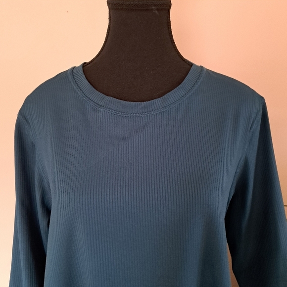 Danskin Active Top Ribbed Women's Large Blue Long Sleeved Crewneck Tee - Picture 10 of 16